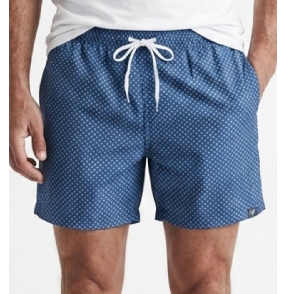 Vertical Sport Men’s Swim Trunks Blue Stripe Pool Water Print Board Shorts NWT